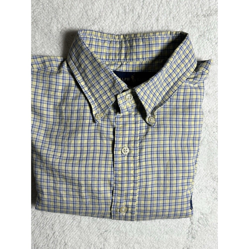 ralph Lauren Polo Men’s Button Down shirt Plaid Blue Yellow Sz L